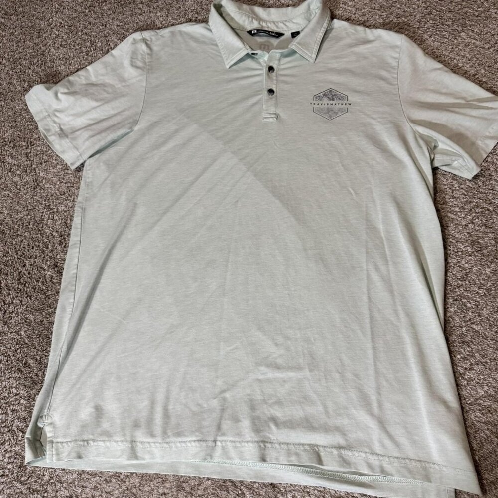 Travis Mathew Polo Shirt Mens 2XL Green Stretch Performance Golf Casual Peru